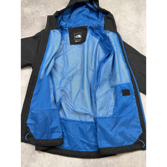 The North Face HyVent Jacket Mens Small Black Blue Hooded Waterproof Rain Shell - Picture 13 of 16